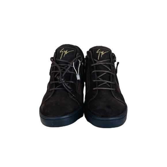 Giuseppe Zanotti Lorenz Gold Logo Leather Heels Sneakers - Picture 3 of 7